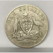 AUSTRALIA 1921 . ONE SHILLING . STAR . LOW MINTAGE . 6 PEARLS